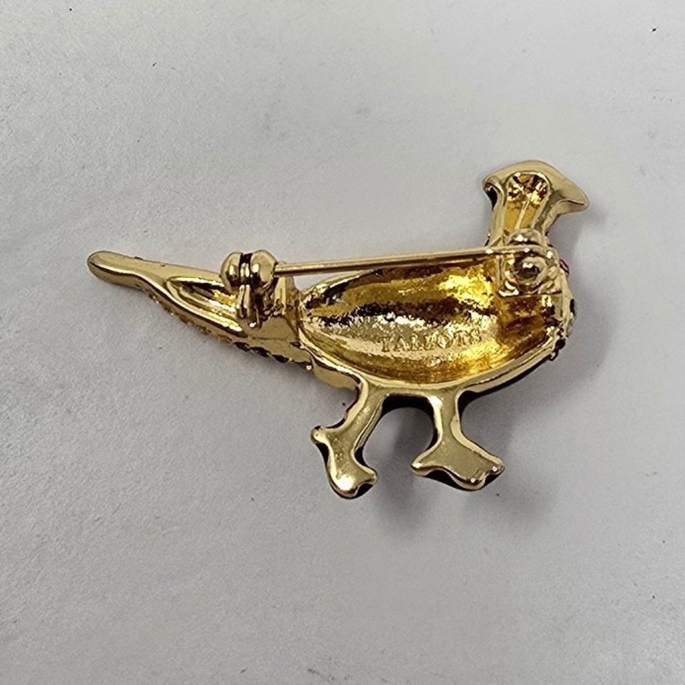Talbots Pheasant bird brooch enamel multicolor rhinestones signed cabincore - Picture 5 of 6